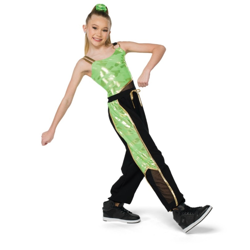 A Wish Come True Tick Tick Boom Dance Hip-Hop Costume w/Scrunchie in Glow Lime